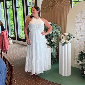 Lulus white open back dress size L